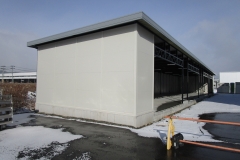 倉庫　４Hｘ20K＝80坪　軒高４ｍ外壁：ウレタンパネル　屋根：折板化粧破風廻し